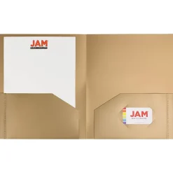 JAM Paper 2-Pocket Heavy Duty Plastic Folders, Gold, 108/Pack (383Hgob)
