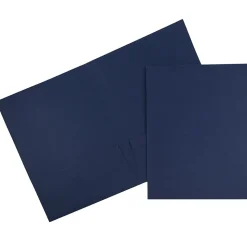 JAM Paper 2-Pocket Textured Linen Business Folders, Navy Blue, 50/Box (386LNAC)