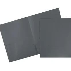 JAM Paper POP 2-Pocket Portfolio Plastic Folder, Gray, 96/Box (382EGYB)