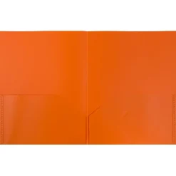 JAM Paper POP Two-Pocket Plastic Folders, Orange, 6/Pack (382Eord)