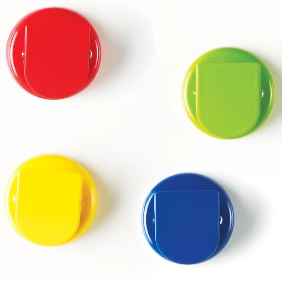 Learning Resources Super Strong Magnetic Clips 1.5" in Diameter, Assorted, Pack of 4 (LER2692)
