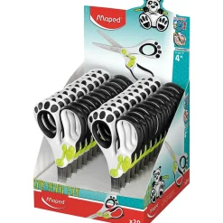 Maped 5" Koopy Spring-Assisted Educational Scissors, Blunt Tip, Black/White Handle, Pack of 20 (MAP137910)