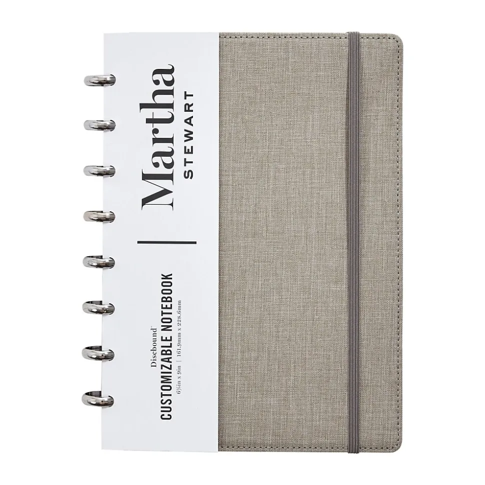 Martha Stewart 1-Subject Customizable Notebook, 6.375" x 9", College Ruled, 60 Sheets, Gray/Silver (MS102E)
