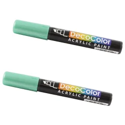 Marvy Uchida Acrylic Paint Markers, Chisel Tip, Metallic Green, 2/Pack (526315MGa)