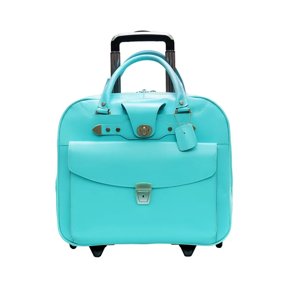 McKlein DENALI 15" Leather Laptop Bag, Aqua Blue (99708)
