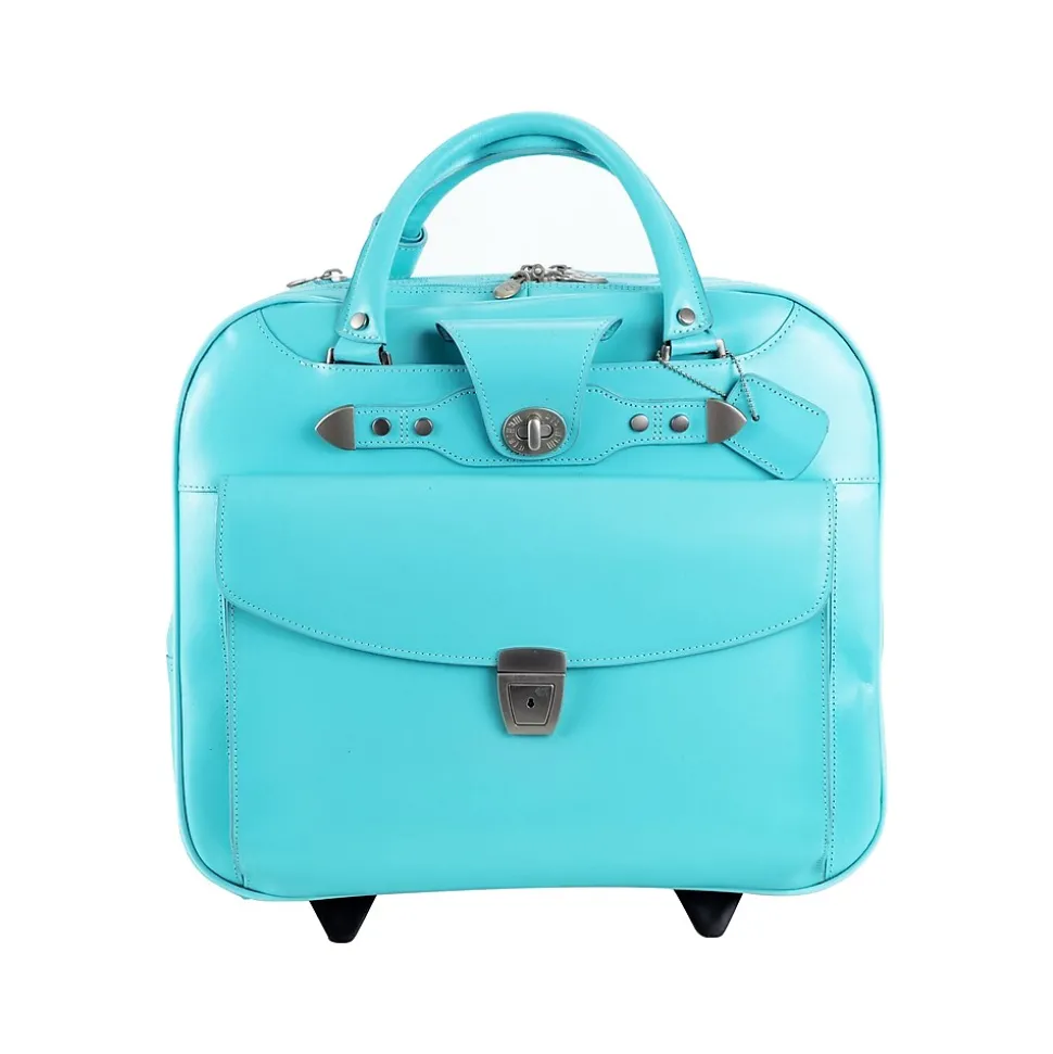 McKlein DENALI 15" Leather Laptop Bag, Aqua Blue (99708)