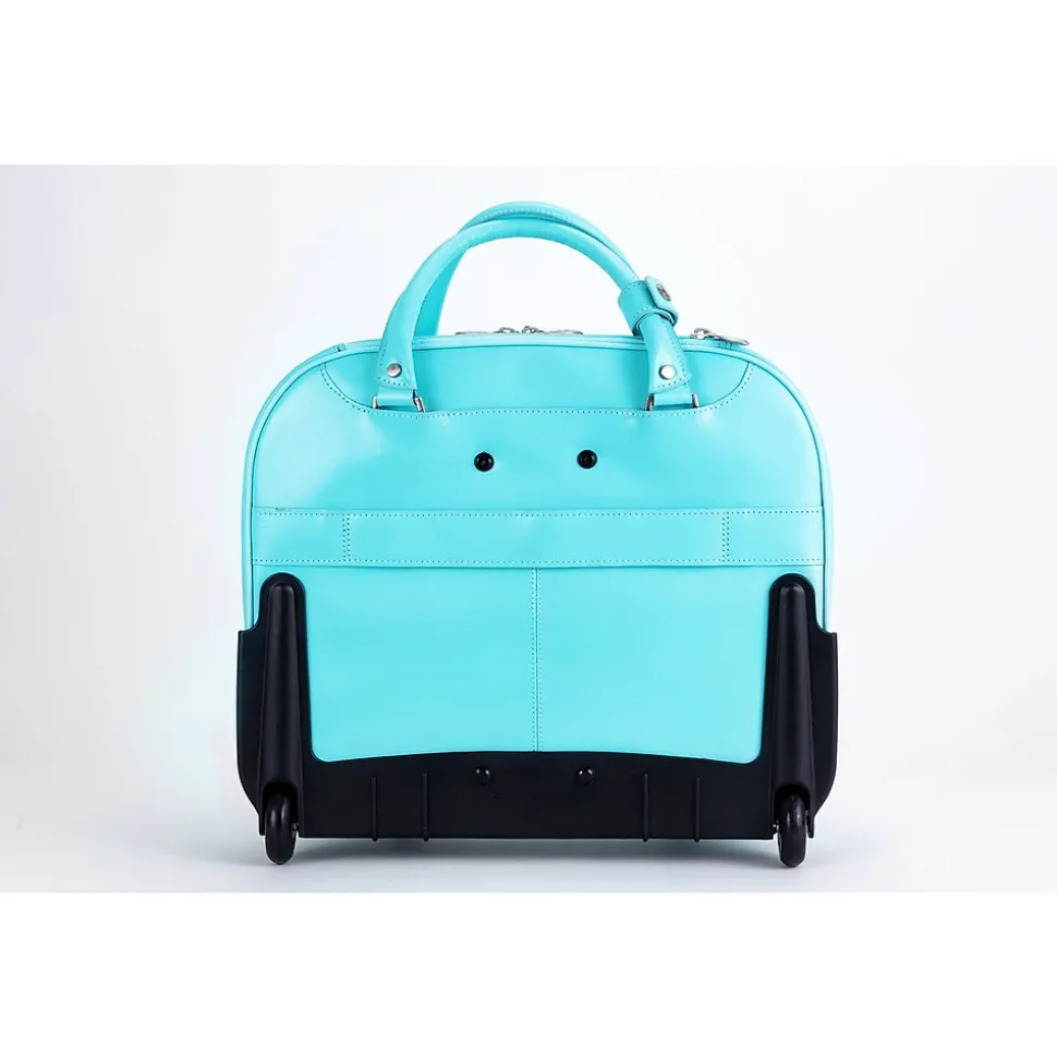 McKlein DENALI 15" Leather Laptop Bag, Aqua Blue (99708)