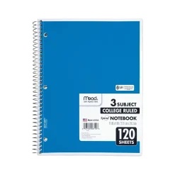 Mead Spiral 3-Subject Notebooks, 8.5