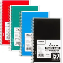 Mead 3-Subject Notebooks, 6