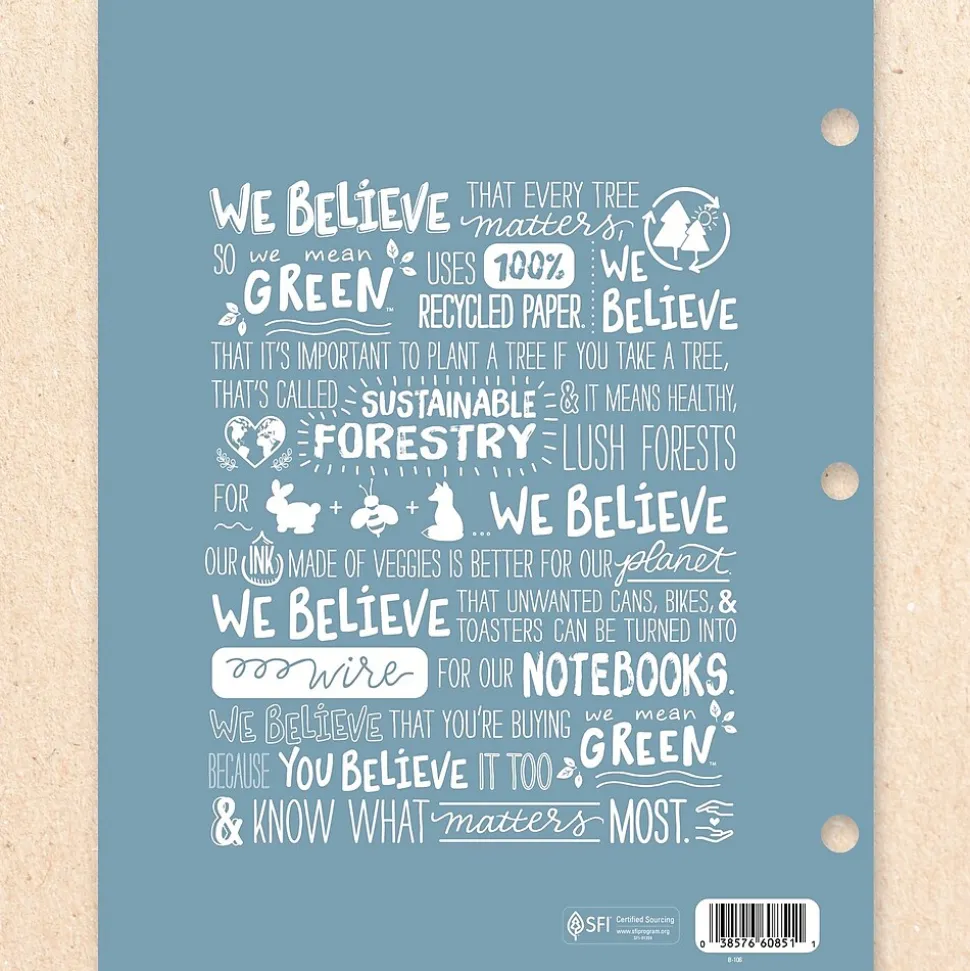 Mead We Mean Green 3-Hole Punched 2-Pocket Paper Folders, Assorted Colors (330000F)