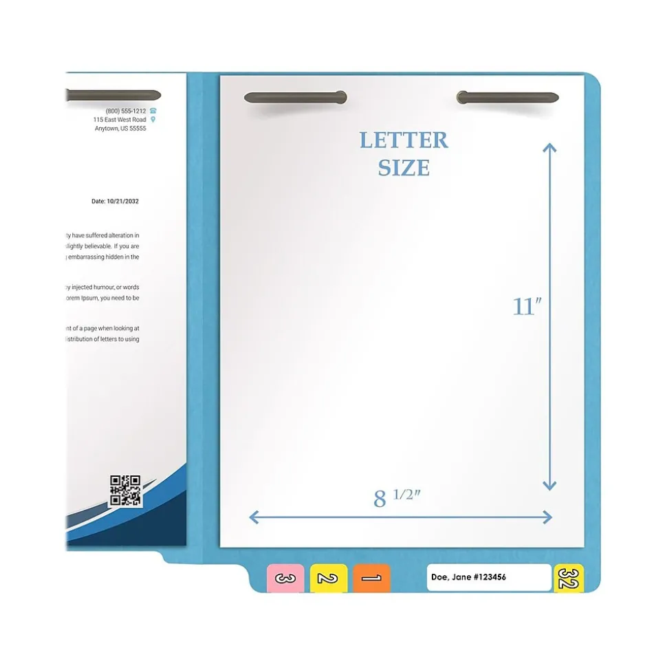 Medical Arts Press Heavy Duty End Tab File Folder, Straight Cut, Letter Size, Dark Blue, 40/Box (S-09459-DBL)