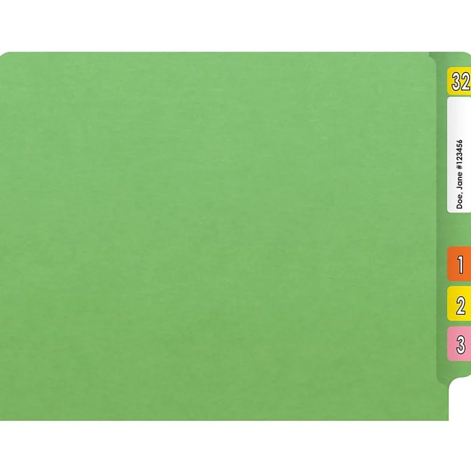 Medical Arts Press Heavy-Duty End Tab File Folder, Straight Cut, Letter-Size, Green, 40/Box (S-09459-GRN)
