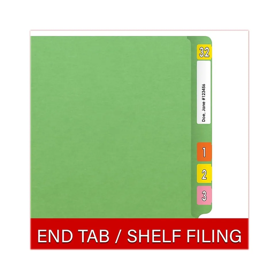 Medical Arts Press Heavy-Duty End Tab File Folder, Straight Cut, Letter-Size, Green, 40/Box (S-09459-GRN)
