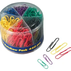 Officemate Assorted Sizes Paper Clips, Assorted Colors, 450 Clips/Pack (97227)