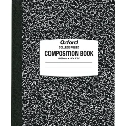 Oxford Composition Book, 7 7/8" x 10", College Ruled, 80 Sheets, Black and White Marble (26-252)
