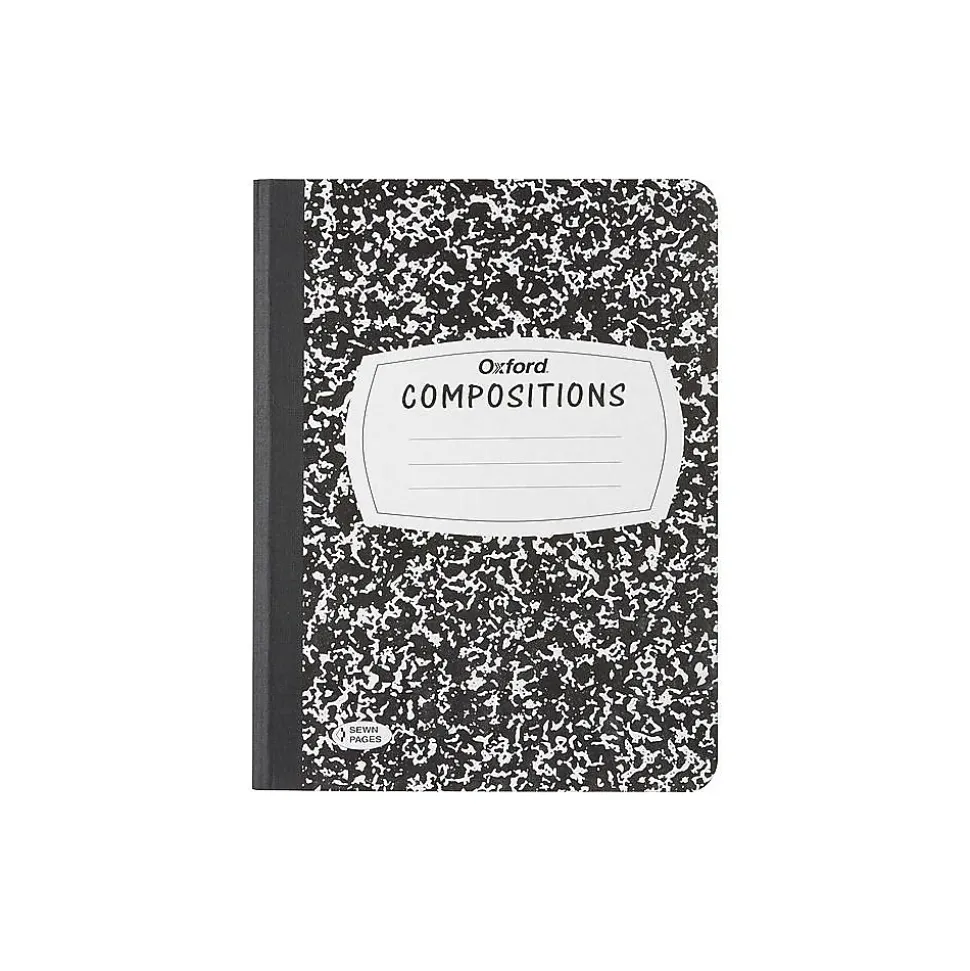 Oxford Composition Notebooks, 9.75" x 7.5", Wide Ruled, 120 Sheets, Black (09-6120)
