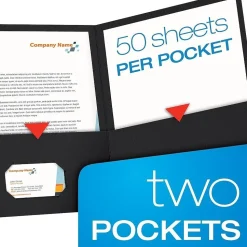 Oxford 2-Pocket Presentation Folders, Black, 25/Box (OXF 57506)