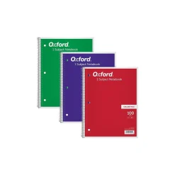 Oxford 1-Subject Notebooks, 8.5" x 11", College Ruled, 100 Sheets, Each (65161)