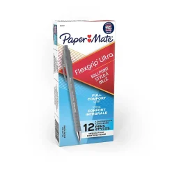 Paper Mate FlexGrip Ultra Retractable Ballpoint Pen, Medium Point, Black Ink, 12/Pack (9530131)