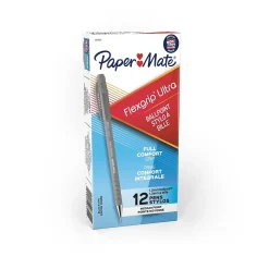 Paper Mate Flexgrip Ultra Ballpoint Pen, Medium Point, Black Ink, Dozen (9630131)
