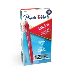 Paper Mate InkJoy 300 RT Retractable Ballpoint Pen, Medium Point, Red Ink, Dozen (1951258)