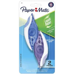 Paper Mate Liquid Paper DryLine Grip Correction Tape, White, 2/Pack (87813)