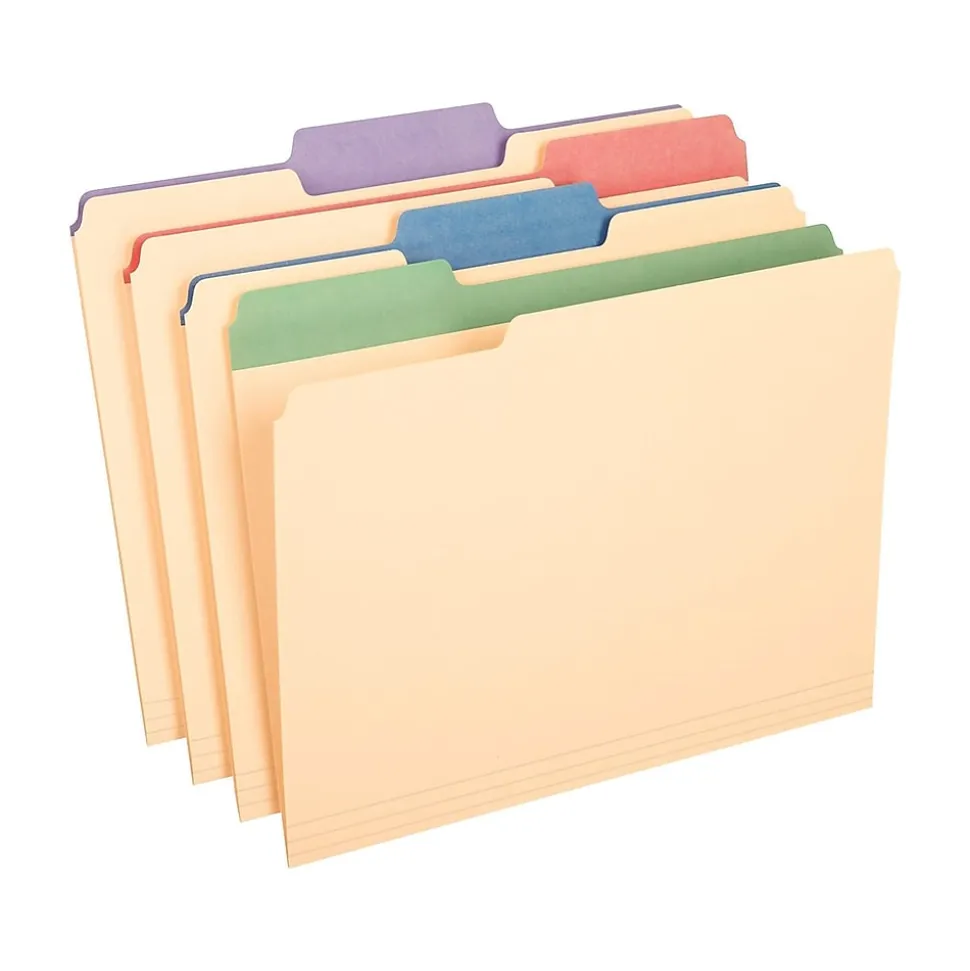 Pendaflex Color Tab File Folders, 3-Tab, Letter Size, Manila, 50/Box (84101)