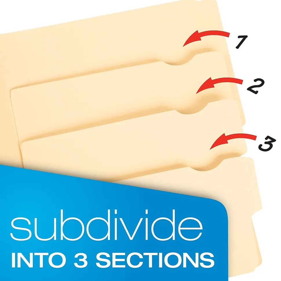 Pendaflex Divide It Up® File Folders, Letter Size, Manila, 12/Pack (10771)