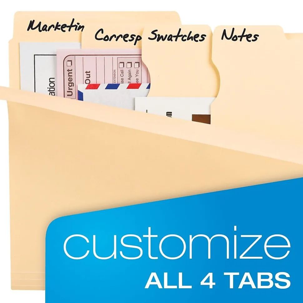 Pendaflex Divide It Up® File Folders, Letter Size, Manila, 12/Pack (10771)