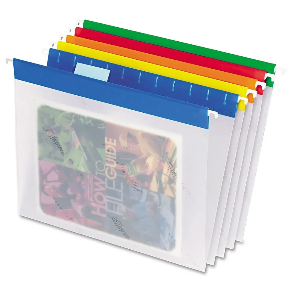 Pendaflex EasyView™ Poly Hanging File Folders, Assorted Color Bar, Letter, Holds 8 1/2"H x 11"W, 25/Bx (PFX 557080)