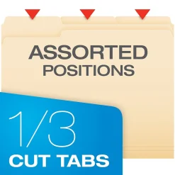 Pendaflex Essentials File Folders, 1/3-Cut Tab, Letter Size, Manila, 100/Box (752 1/3)