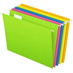 Pendaflex Glow 5-Tab Hanging File Folders, Letter Size, Multicolor, 25/Box (81672)