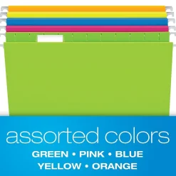 Pendaflex Glow 5-Tab Hanging File Folders, Letter Size, Multicolor, 25/Box (81672)