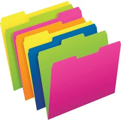 Pendaflex Glow Twisted 3-Tab File Folder, Letter Size, Multicolor, 12/Pack (40526)