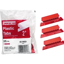 Pendaflex Hanging Folder Tab, 2" x 0.75", Red, 25/Pack (PFX 42 RED)