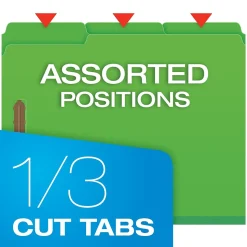 Pendaflex Pressboard Fastener Folders, 1/3-Cut Tab, Letter Size, Dark Green, 25/BX (15938GW)