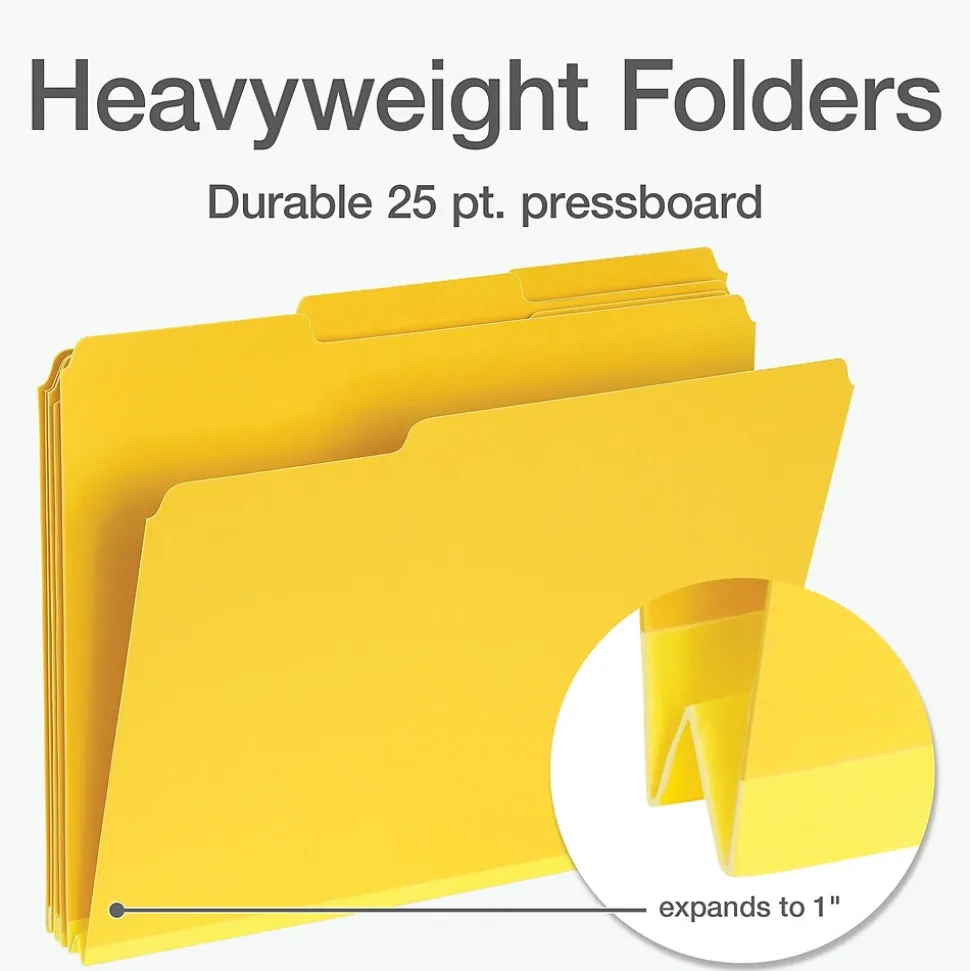 Pendaflex Recycled File Folder, 1-Tab, Letter Size, Yellow, 25/Box (1007022)
