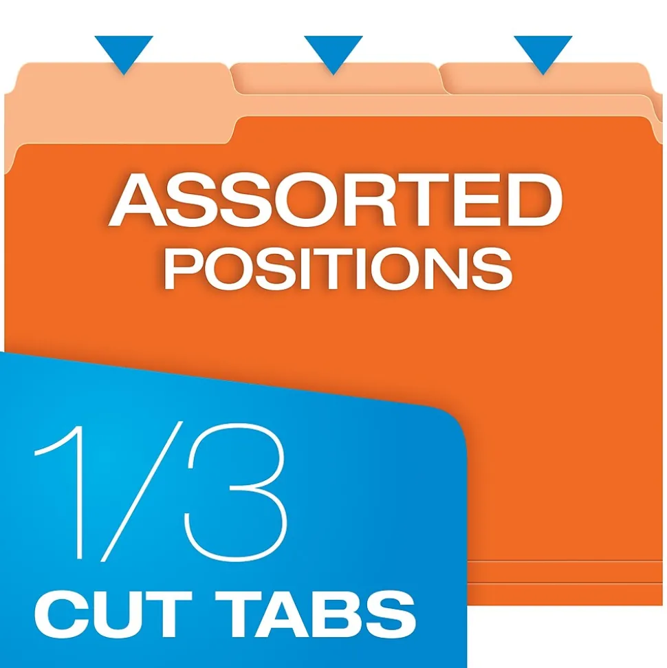 Pendaflex Recycled File Folder, 1/3-Cut Tab, Letter Size, Orange, 100/Box (42101/3ORA)