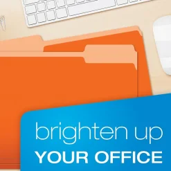 Pendaflex Recycled File Folder, 1/3-Cut Tab, Letter Size, Orange, 100/Box (42101/3ORA)