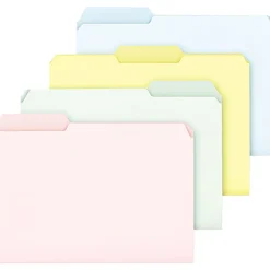 Pendaflex Recycled File Folder, 1/3-Cut Tab, Letter Size, Assorted Pastels, 100/Box (C21 1/3 PASR)