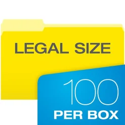 Pendaflex Recycled File Folder, 1/3-Cut Tab, Legal Size, Yellow, 100/Box (1531/3YEL)