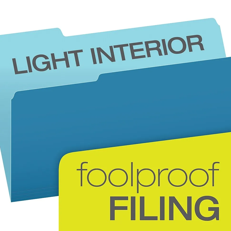 Pendaflex Recycled File Folder, 1/3-Cut Tab, Legal Size, Blue, 100/Box (43501/3BLU)