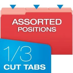 Pendaflex Recycled File Folder, 1/3-Cut Tab, Legal Size, Red, 100/Box (43501/3RED)