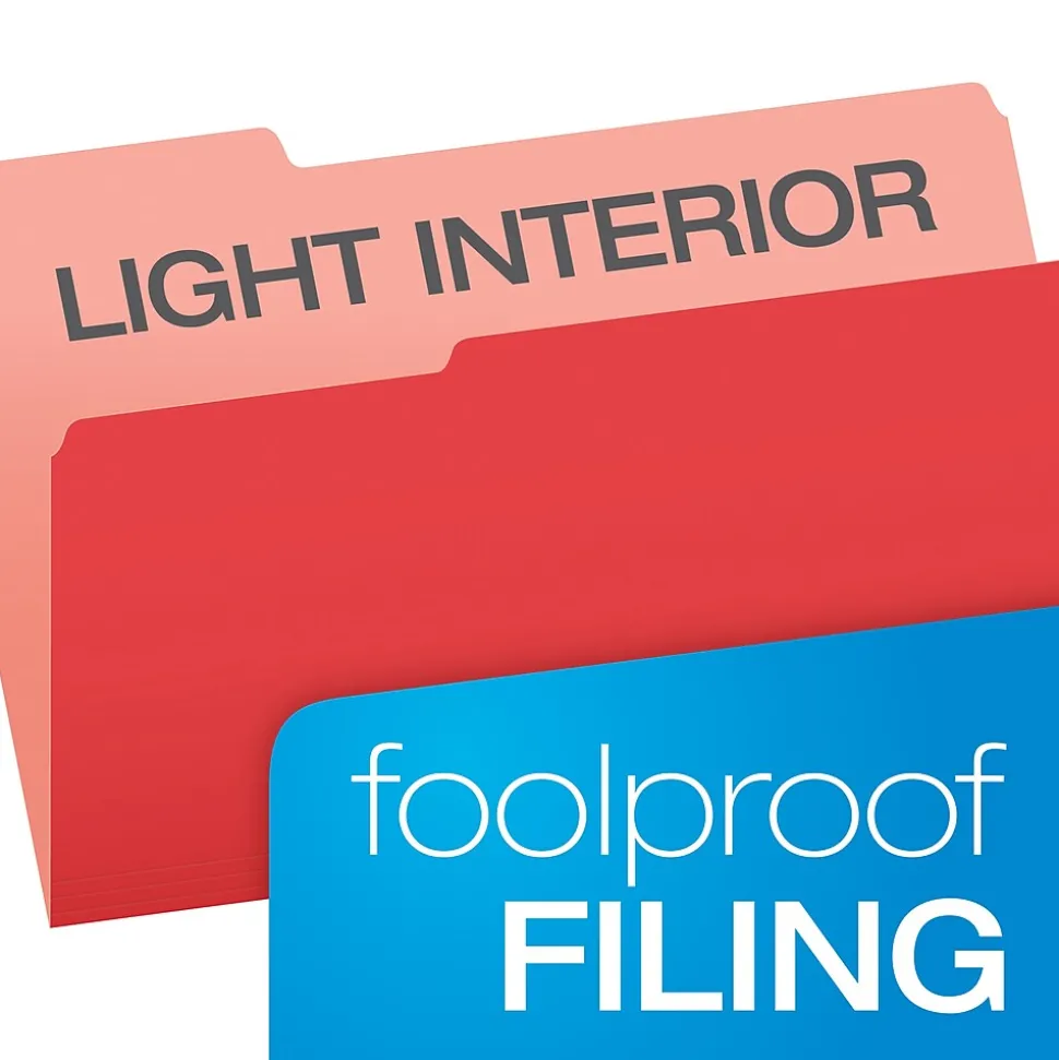 Pendaflex Recycled File Folder, 1/3-Cut Tab, Legal Size, Red, 100/Box (43501/3RED)