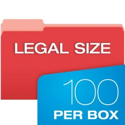 Pendaflex Recycled File Folder, 1/3-Cut Tab, Legal Size, Red, 100/Box (43501/3RED)