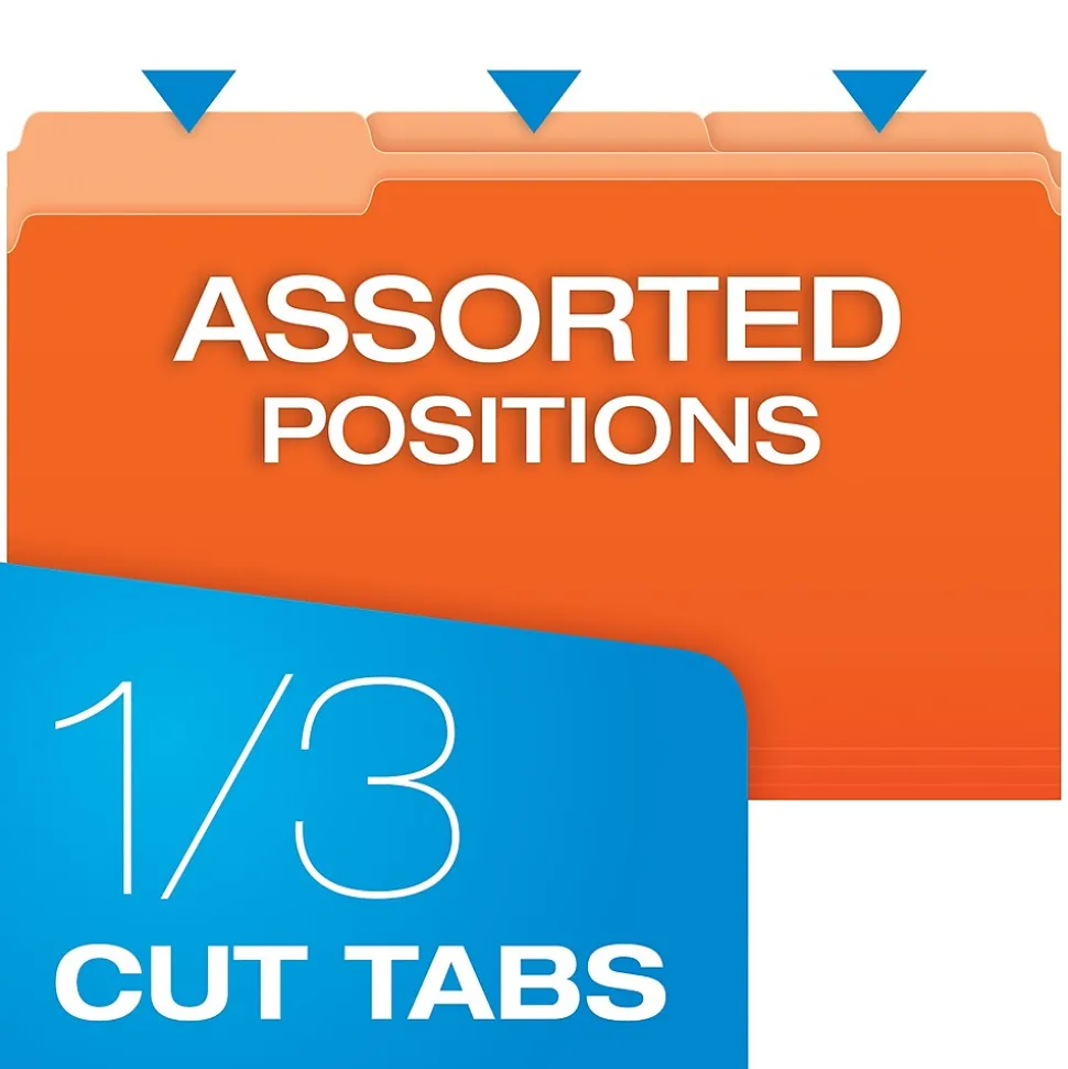 Pendaflex Recycled File Folder, 1/3-Cut Tab, Legal Size, Orange, 100/Box (43501/3ORA)
