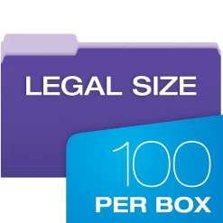Pendaflex Recycled File Folder, 1/3-Cut Tab, Legal Size, Violet, 100/Box (43501/3VIO)