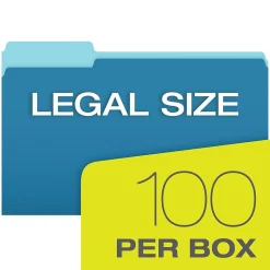 Pendaflex Recycled File Folder, 1/3-Cut Tab, Legal Size, Assorted, 100/Box (43501/3ASST)