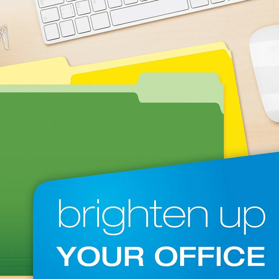 Pendaflex Recycled File Folder, 1/3-Cut Tab, Letter Size, Assorted, 100/Box (42101/3ASST)