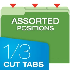 Pendaflex Recycled File Folder, 1/3-Cut Tab, Letter Size, Bright Green, 100/Box (42101/3BGR)